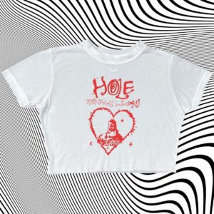 Hole Teenage Whore Band Cropped Tshirt
